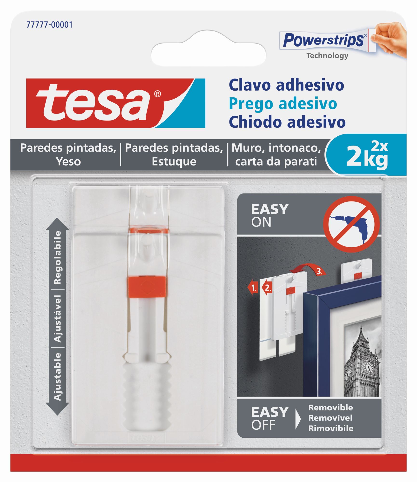 SMS Clavo Adhesivo Ajustable hasta 2Kg Pared Pintada