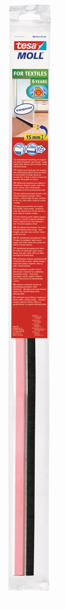 tesa 5403 Barras de PVC TEXTILES suelos ligeramente desiguales o moquetas 1m x 43mm Marrón