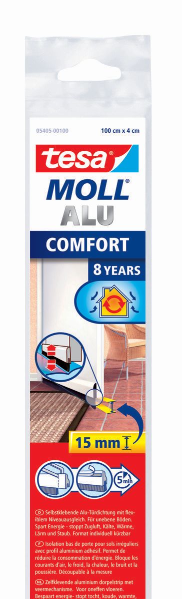 tesa 5405 Barras de aluminio COMFORT para suelos desiguales 1m x 40mm Blanco