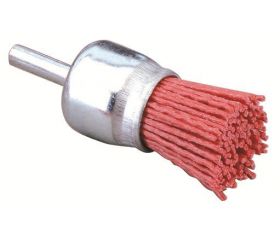 Cepillo brocha bricolage nylon abrasivo rojo, grano 80, diam. 26, con espiga 6mm