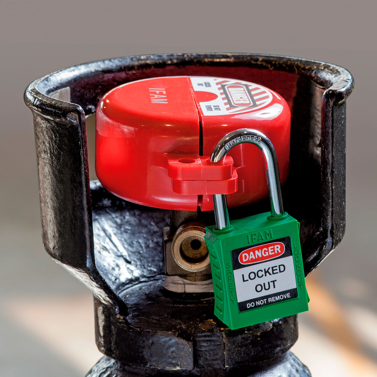 Bloqueo para botellas de gas presurizado