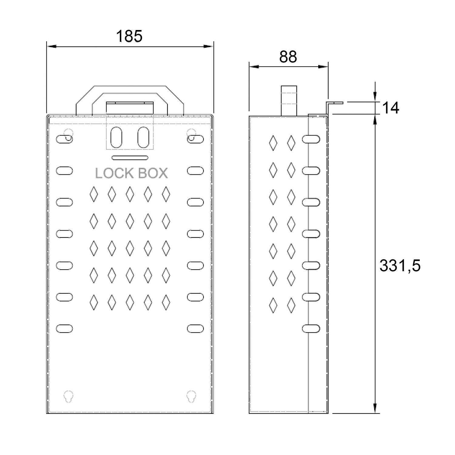 Caja vertical 14 candados