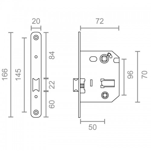 PICAPORTE CONDENA C/R PCT02 70mm NS