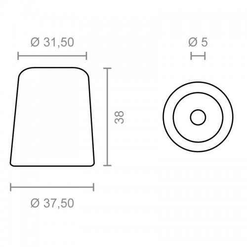 TOPE PUERTA ATORNILLAR TP18 38mm MA