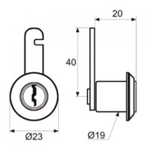 CERRADURA BUZON RECTA CM04 20mm CB