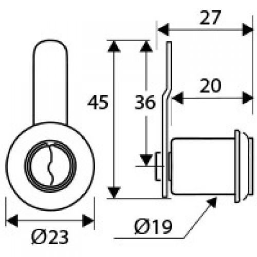 CERRADURA BUZON CURVA CM05 20mm CB