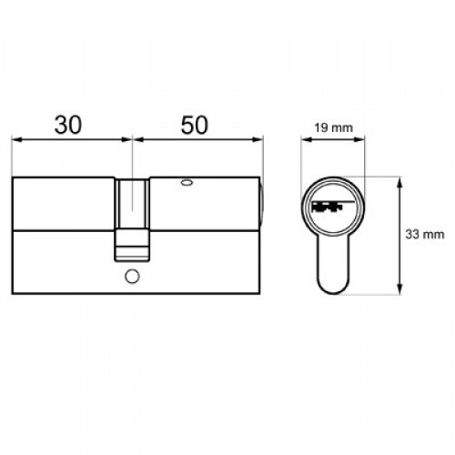 CILINDRO SERRETA CS03 L15 30x50mm LT (LL/I)*