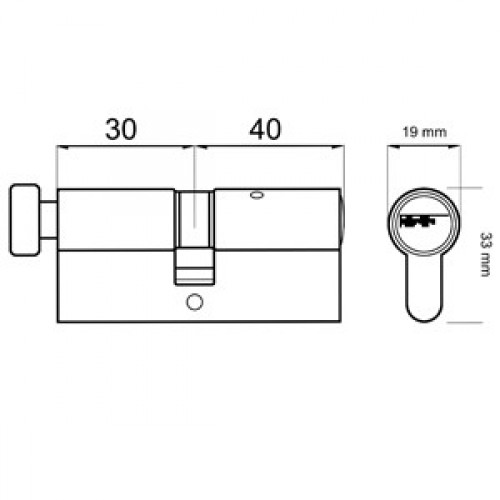 CILINDRO SEGURIDAD POMO CS06 L15 30x40mm NS