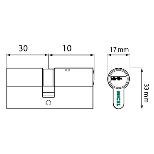 CILINDRO SERRETA CS03 L15 30x10mm LT (LL/I)