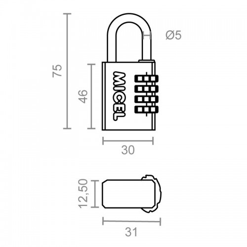 BL CANDADO COMBINACION CN08 30mm VERDE