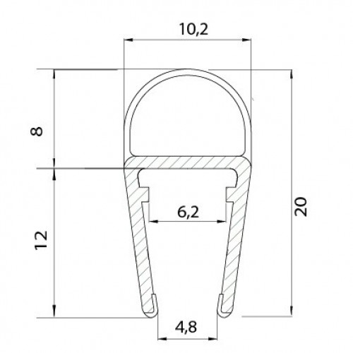 PERFIL MAMPARA BURBUJA PF03 6/8mm TR