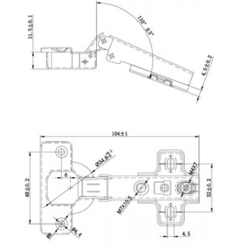 BISAGRA CAZOLETA RECTA BC02 35mm ZN