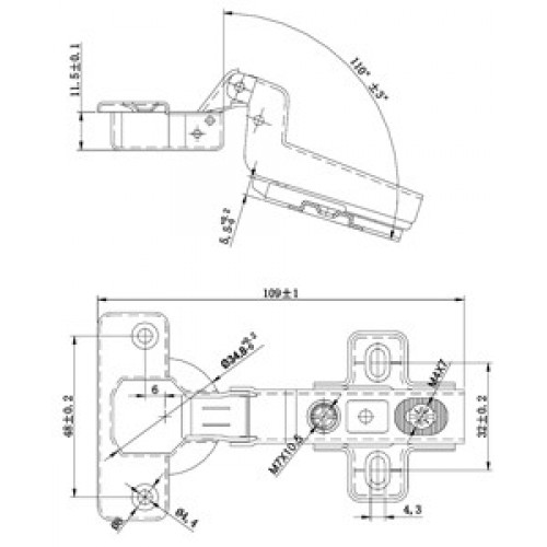 BISAGRA CAZOLETA CLIP S-AC BC03 35mm ZN