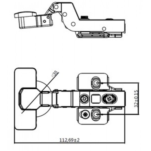 BISAGRA CAZOLETA PISTON S-AC BC05 35mm ZN