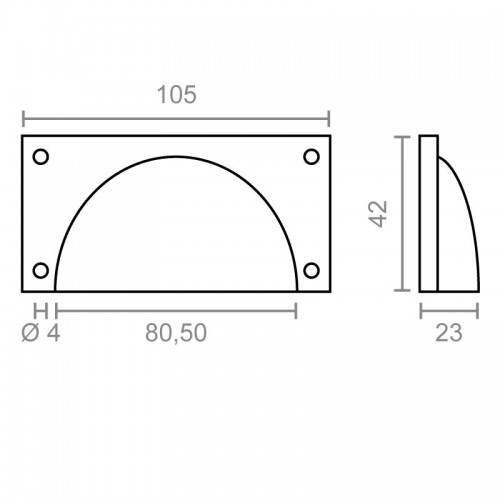 ASA CONCHA RECTANGULAR TRM22 105x42mm NR