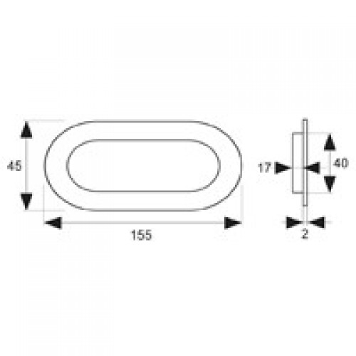 TIRADOR EMBUTIR OVAL C/M TE11 155x45mm IN*