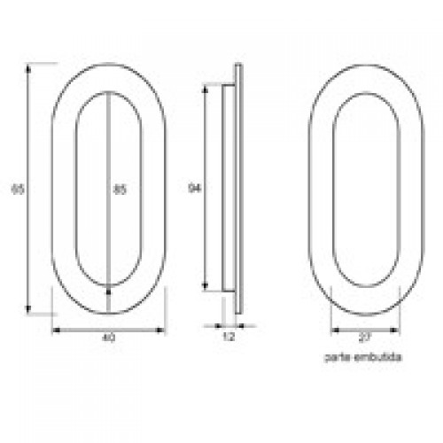 TIRADOR EMBUTIR OVAL TE06 120x40mm IN