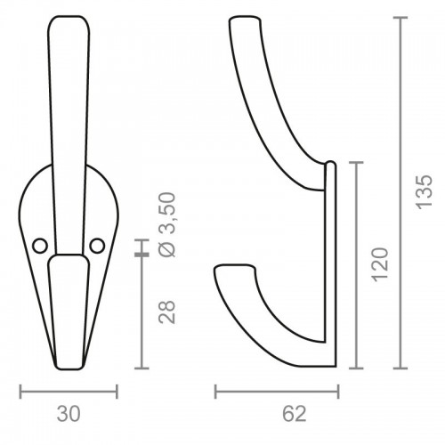 PERCHA DOBLE PER22 135x62mm NS