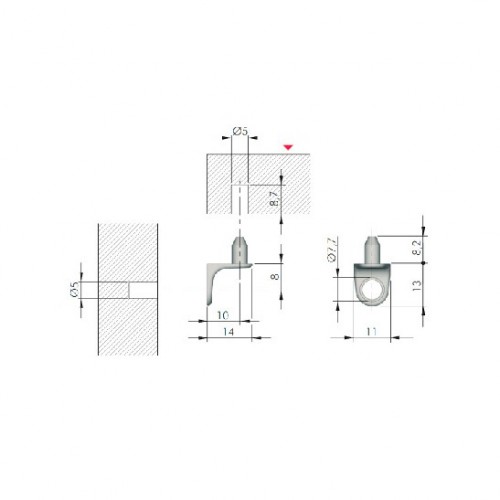 PORTAESTANTE EURO PE18 5mm NI