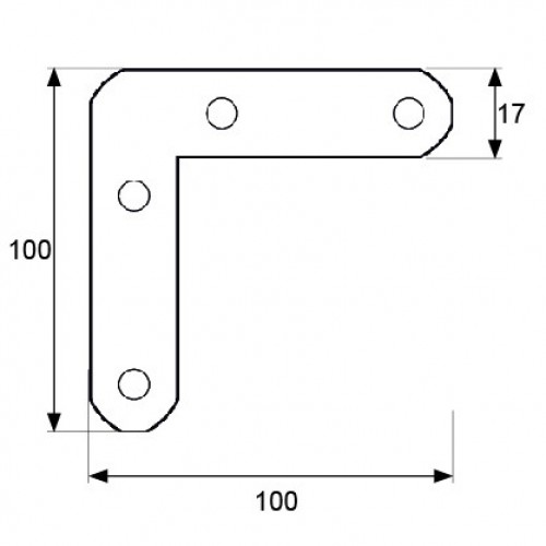 ESCUADRA PLANA PLC04 100x100x17mm BC