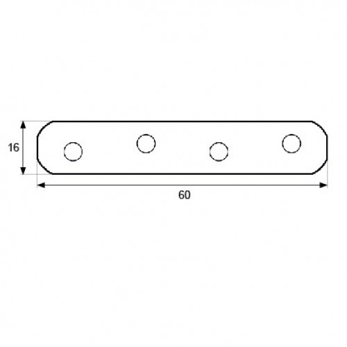 PLACA RECTA UNION PLC01 60x16mm BC