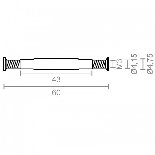 TORNILLO PASANTE TUBO TRN03 M3x60mm ZN