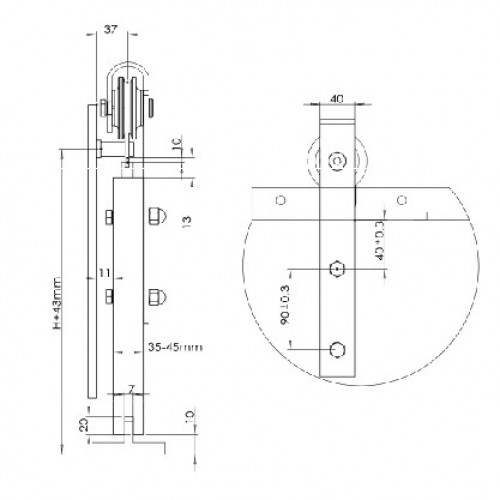 KIT PUERTA CORREDERA RUSTICO PCR01 2mts NS