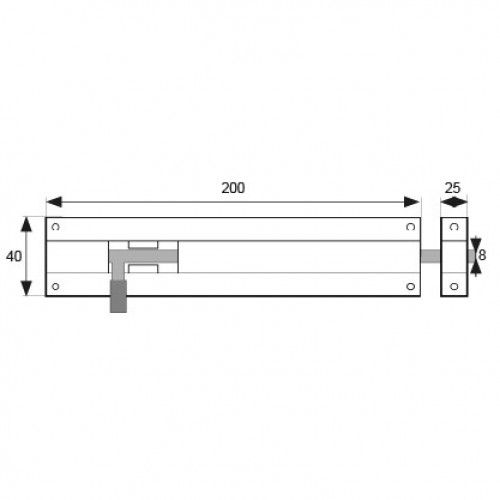 PASADOR ALUMINIO D12 PS05 200mm OR