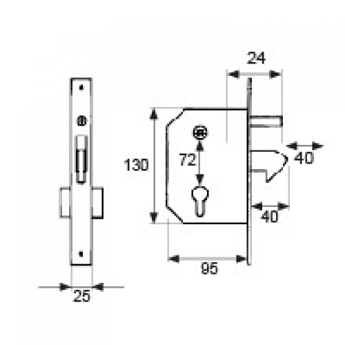 CERRADURA PICOLORO CRR03 60mm ZN