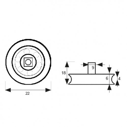RODAMIENTO MAMPARA TUBO RD02 22mm BL