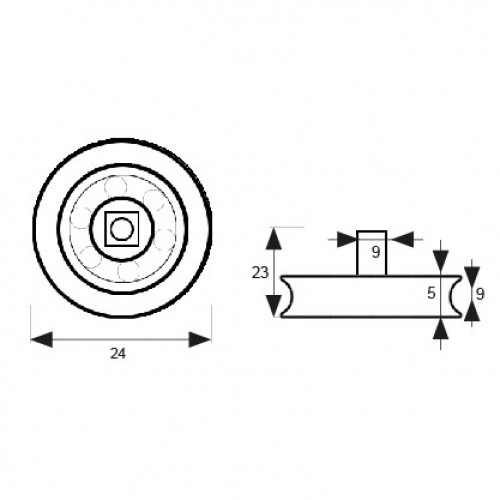 RODAMIENTO MAMPARA TUBO RD02 24mm BL