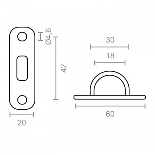 PLACA AMARRE OVAL AP10 60x20mm AISI316