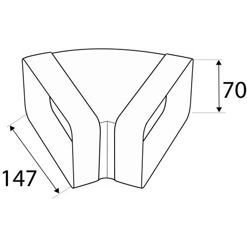 CODO 45º HORIZONTAL VN08 147x70mm BL