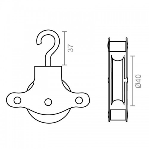 POLEA TENDER C/GANCHO POL06 40mm ZN