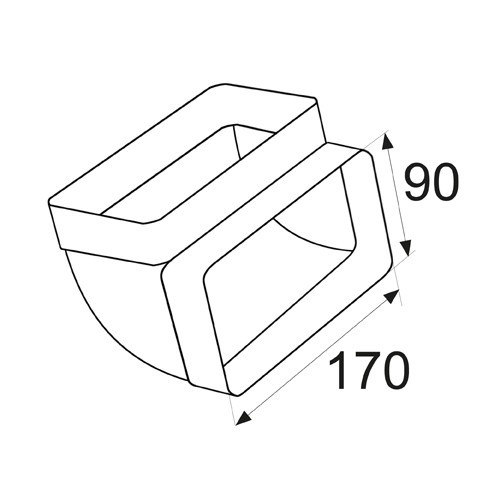 CODO 90º VERTICAL VN10 170x90mm BL