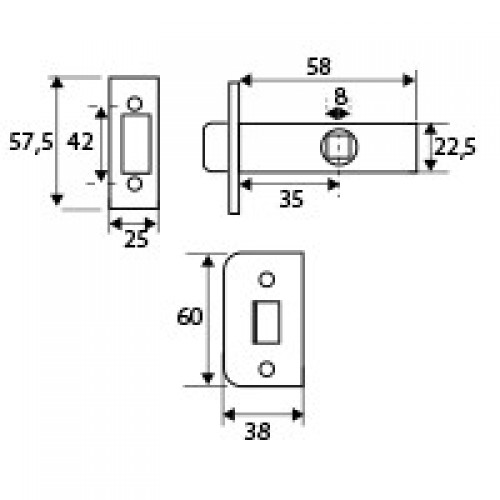BL PICAPORTE TUBULAR C/C PCT03 35mm NS