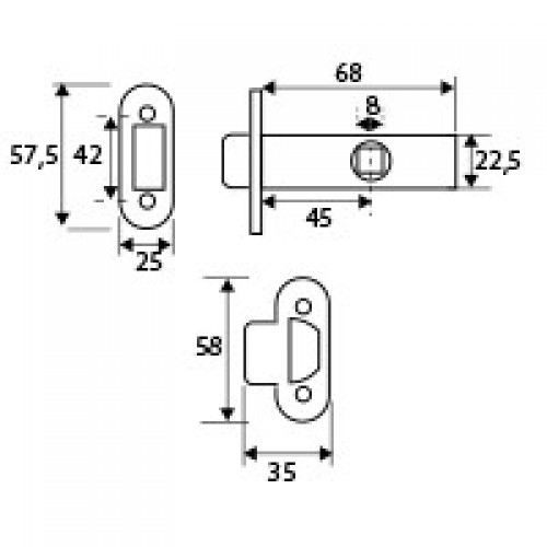 BL PICAPORTE TUBULAR C/R PCT03 45mm NS