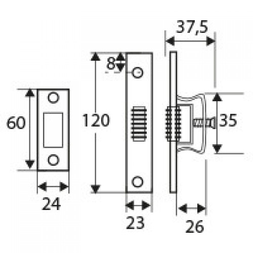 BL PICAPORTE RODILLO PCT05 120x23mm BC