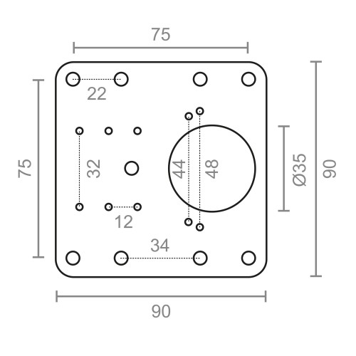 BL PLACA REPARACION BISAGRA CAZOLETA BC14 90x90mm IN