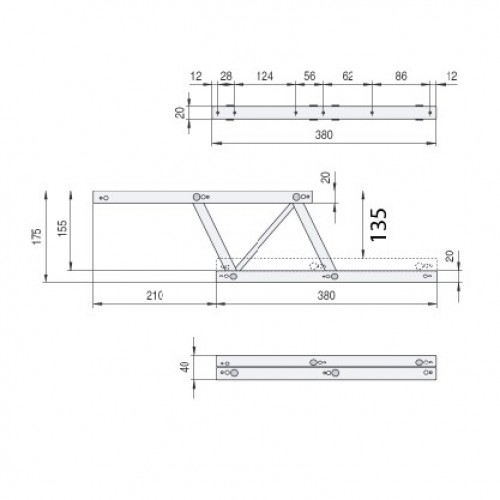 JGO BISAGRA ELEVABLE BS26 380mm GR