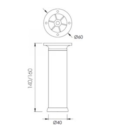 PATA MUEBLE REDONDA PT13 140-160mm AL