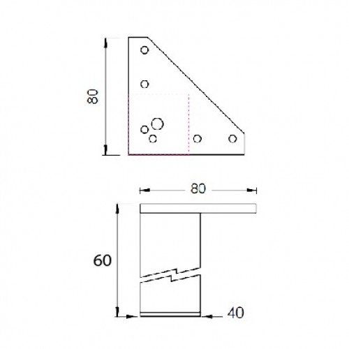 PATA MUEBLE CUADRADA PT15 60x40mm AL