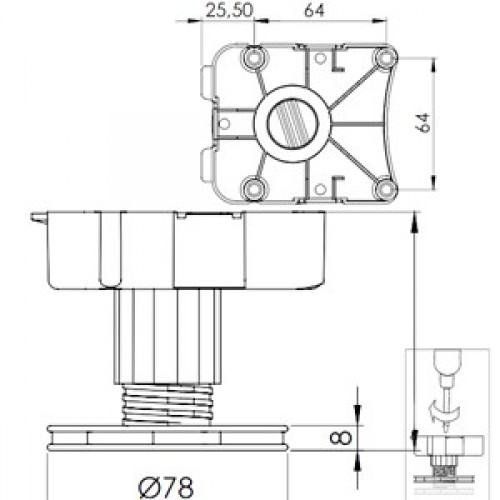 PATA MUEBLE REDONDA PT04 50-70mm NE