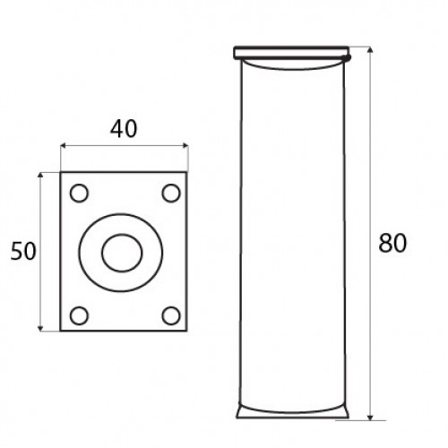 PATA MUEBLE REDONDA PT18 100x40mm AL