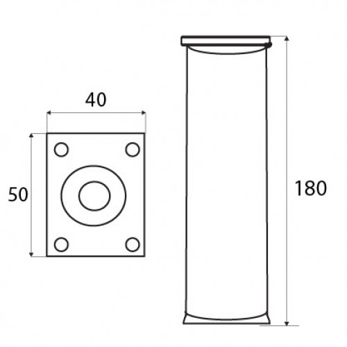PATA MUEBLE REDONDA PT18 180x40mm AL