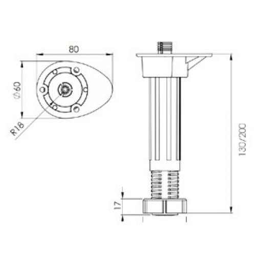PATA MUEBLE REDONDA PT11 130-200mm NE