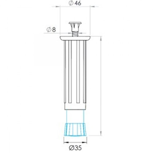 PATA MUEBLE REDONDA T/PLAST PT12 130-200mm NE