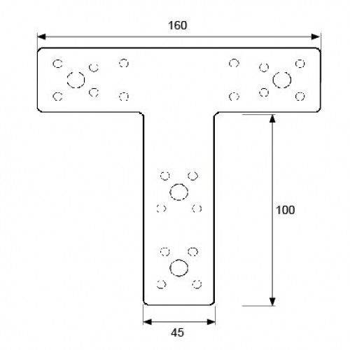 PLACA FORMA T PLC11 160x45x100mm ZN