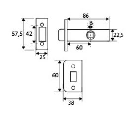 PICAPORTE TUBULAR C/C PCT03 60mm LTD