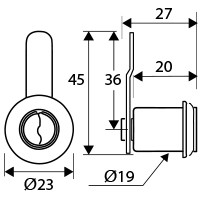 CERRADURA BUZON CURVA CM05 (LLAVES IGUALES)